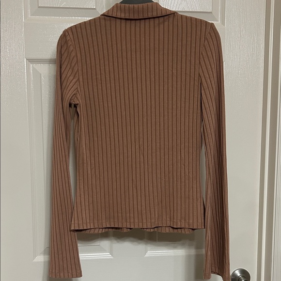 Sanctuary Ribbed Button-Down Shirt Butterscotch Long Flared Sleeve oversized XS - Picture 12 of 13